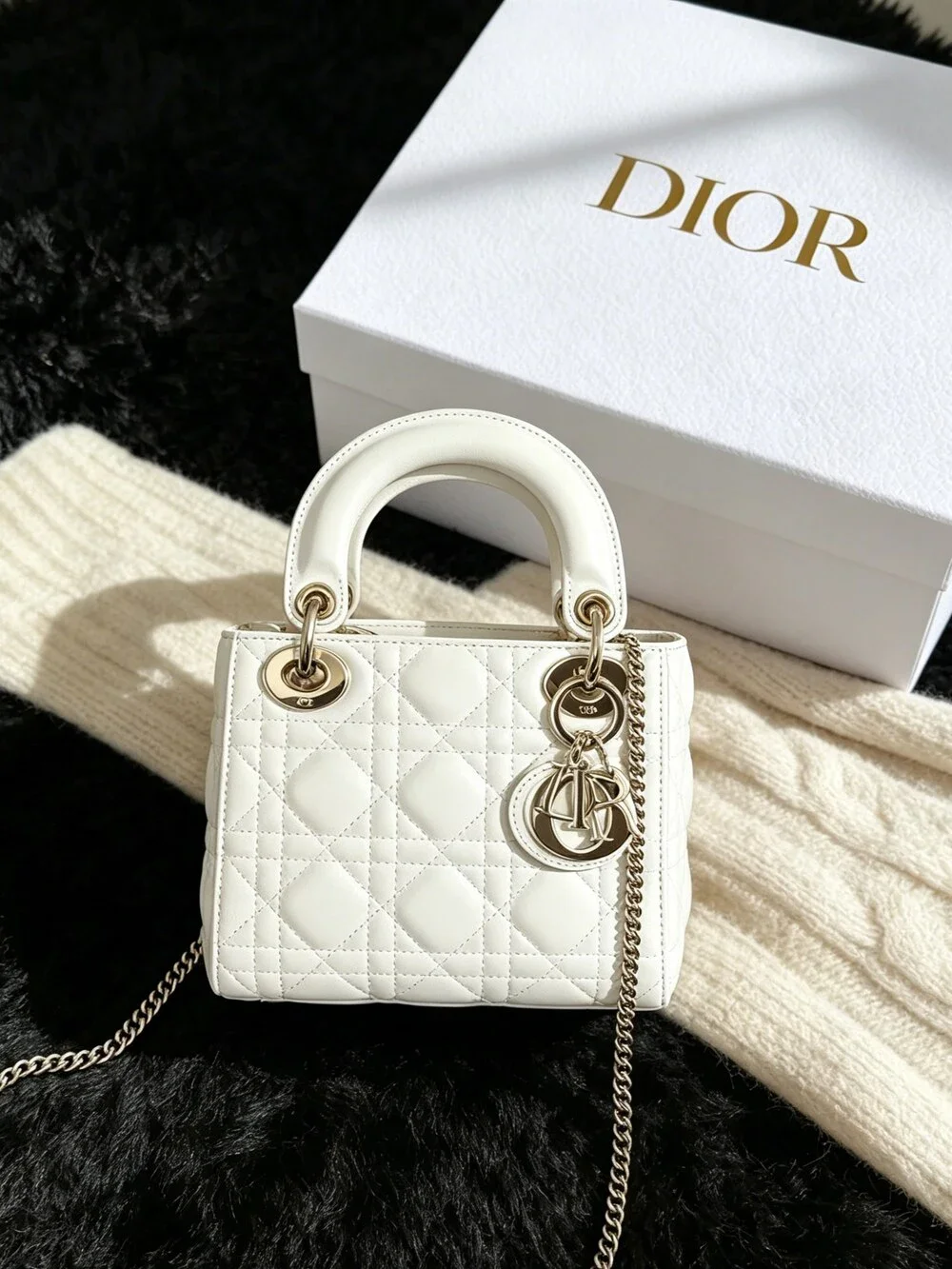 Mini Lady Dior Bag White Cannage Lambskin - Picture 1 of 7
